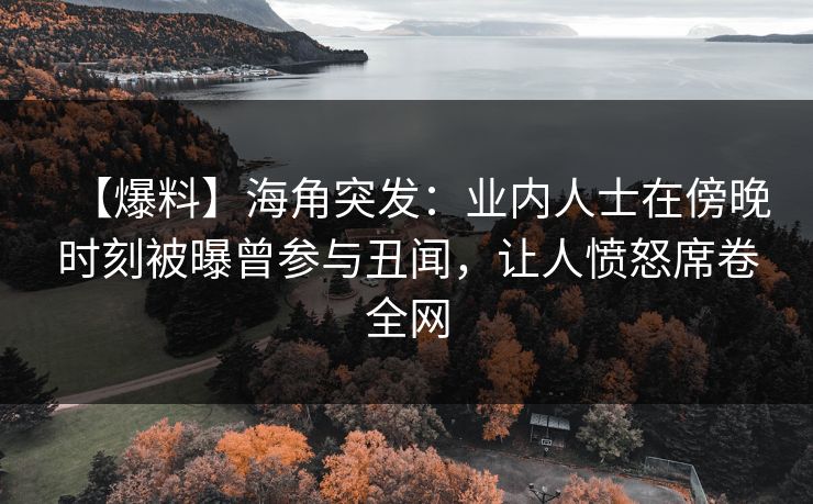 【爆料】海角突发：业内人士在傍晚时刻被曝曾参与丑闻，让人愤怒席卷全网  第1张