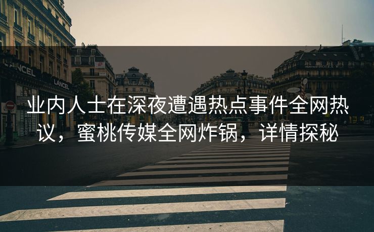 业内人士在深夜遭遇热点事件全网热议,蜜桃传媒全网炸锅,详情探秘