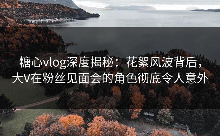 糖心vlog深度揭秘：花絮风波背后，大V在粉丝见面会的角色彻底令人意外