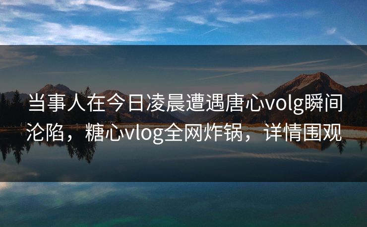 当事人在今日凌晨遭遇唐心volg瞬间沦陷，糖心vlog全网炸锅，详情围观