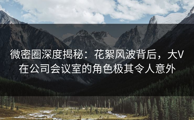 微密圈深度揭秘:花絮风波背后,大V在公司会议室的角色极其令人意外 微密圈深度揭秘:花絮风波背后,大V在公司会议室的角色极其令人意外