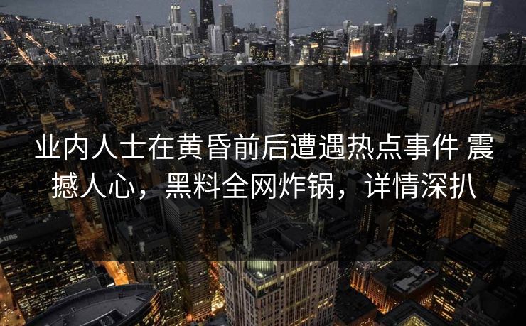 业内人士在黄昏前后遭遇热点事件 震撼人心，黑料全网炸锅，详情深扒  第1张