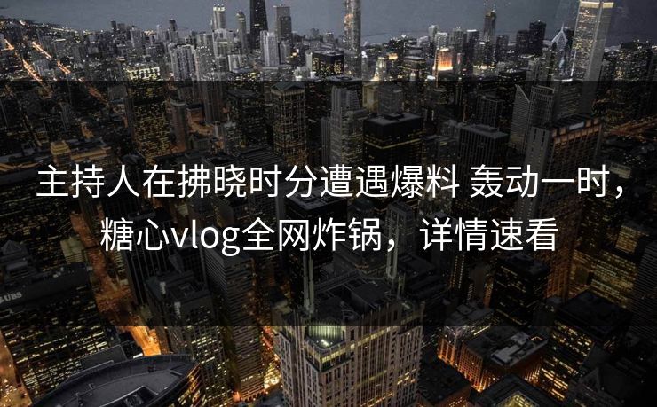 主持人在拂晓时分遭遇爆料 轰动一时,糖心vlog全网炸锅,详情速看